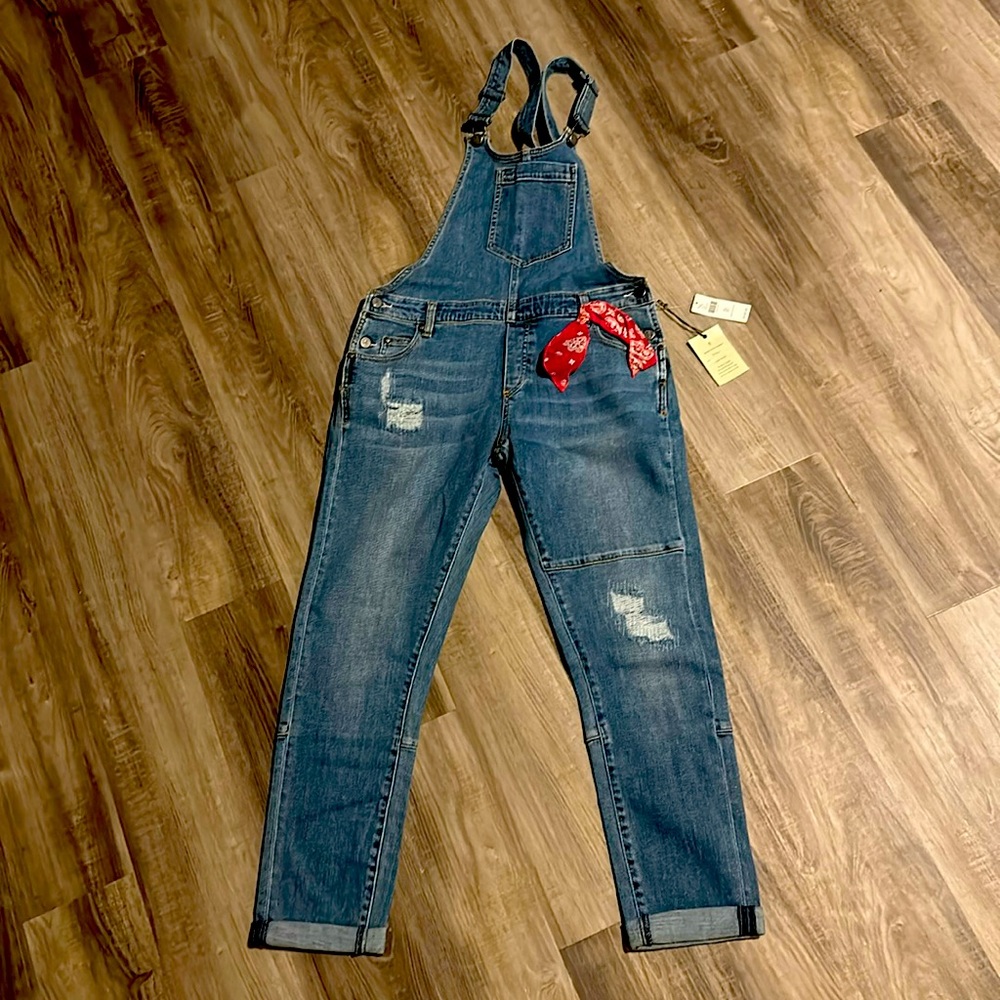 Denim Overalls with removable scarf